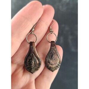 Artisan Brown Glass Dangling Pierced Earrings
